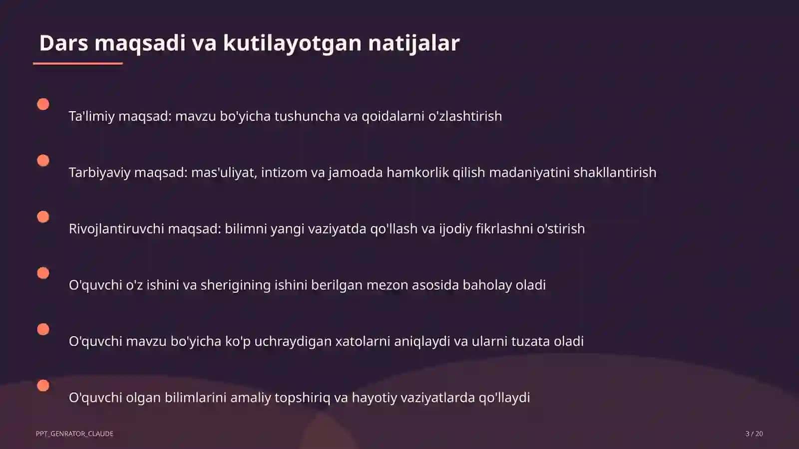 Dolzarb mavzular — maktab va o'qituvchilar (2026) — takrorlash darsi uchun 3