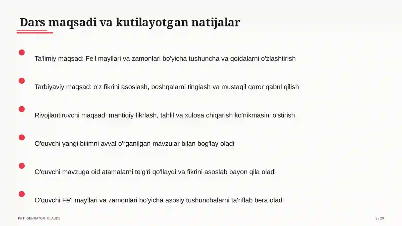 Fe'l mayllari va zamonlari (7-sinf) 3