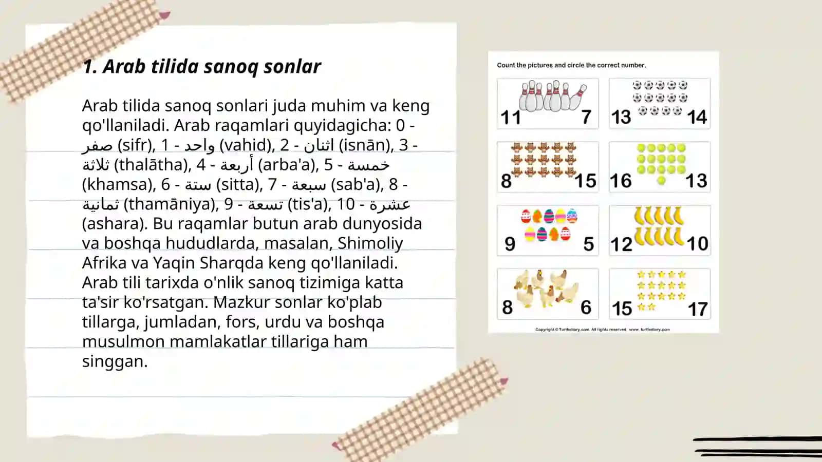Arab tilidagi sanoq va tartib sonlar 3