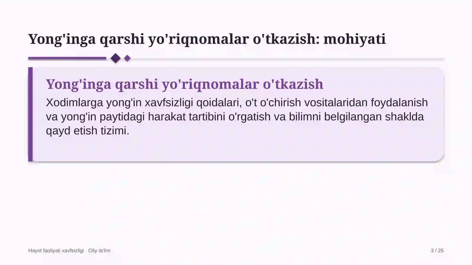 sud tibbiy ekspertiza muassasalarida yong'inga qarshi yo'riqnomalar o'tkazish 3046 3