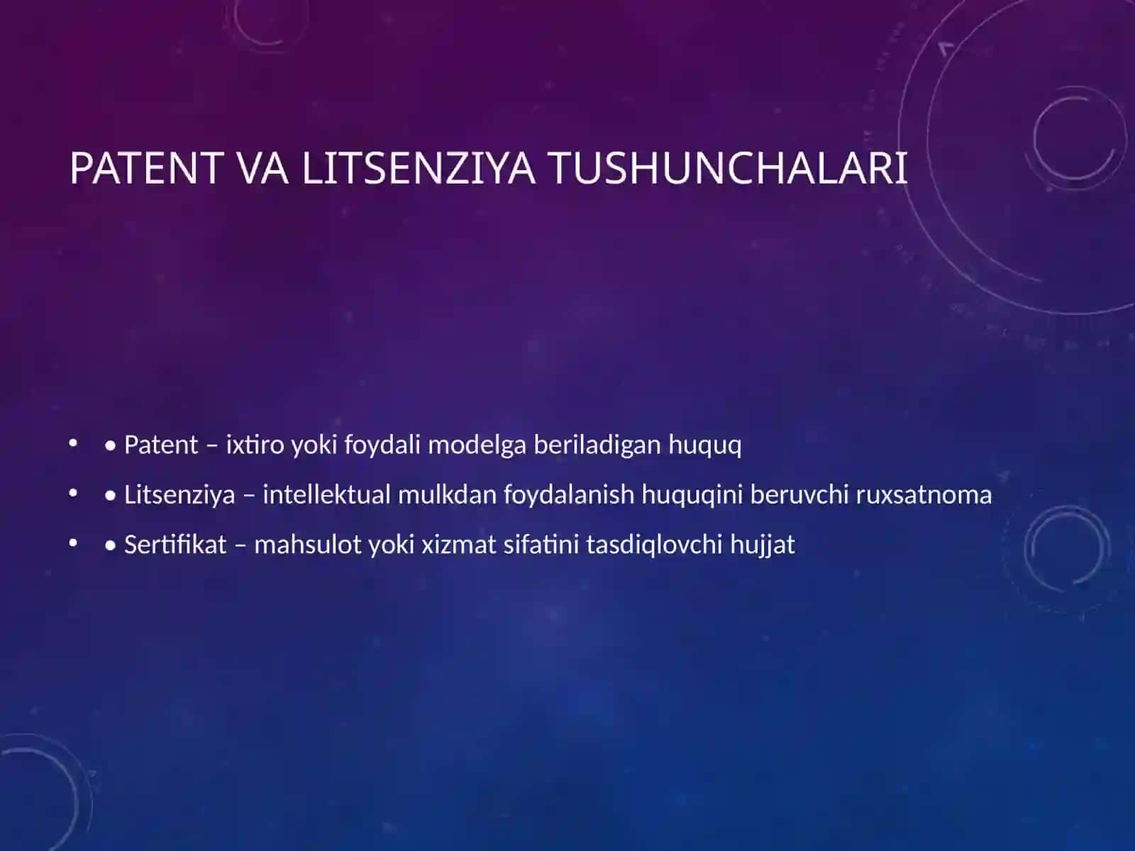 Patent, Litsenziya va Sertifikatlar olish uchun Shartnomalar tuzish 3