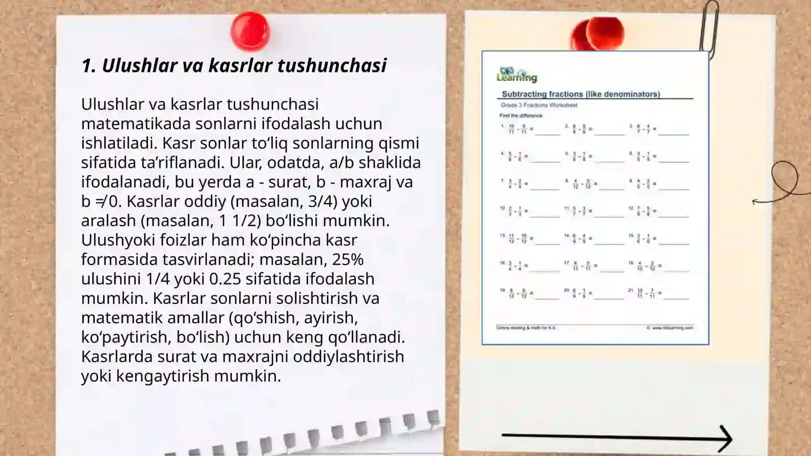 Ulushlar va kasrlar tushunchasi 3