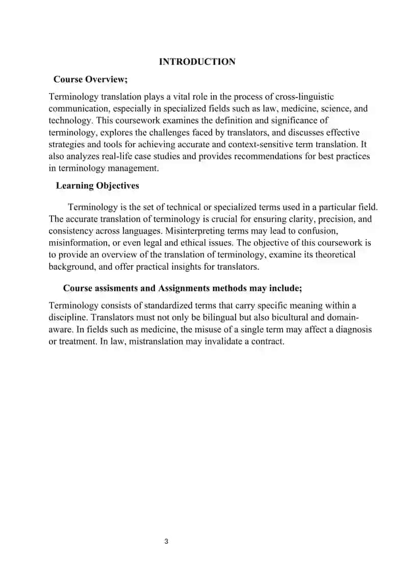 TRANSLATION OF TERMINOLOGY, THE EXPRESSION AND ACCURATE   RENDERING OF TERMS  IN TRANSLATION 3