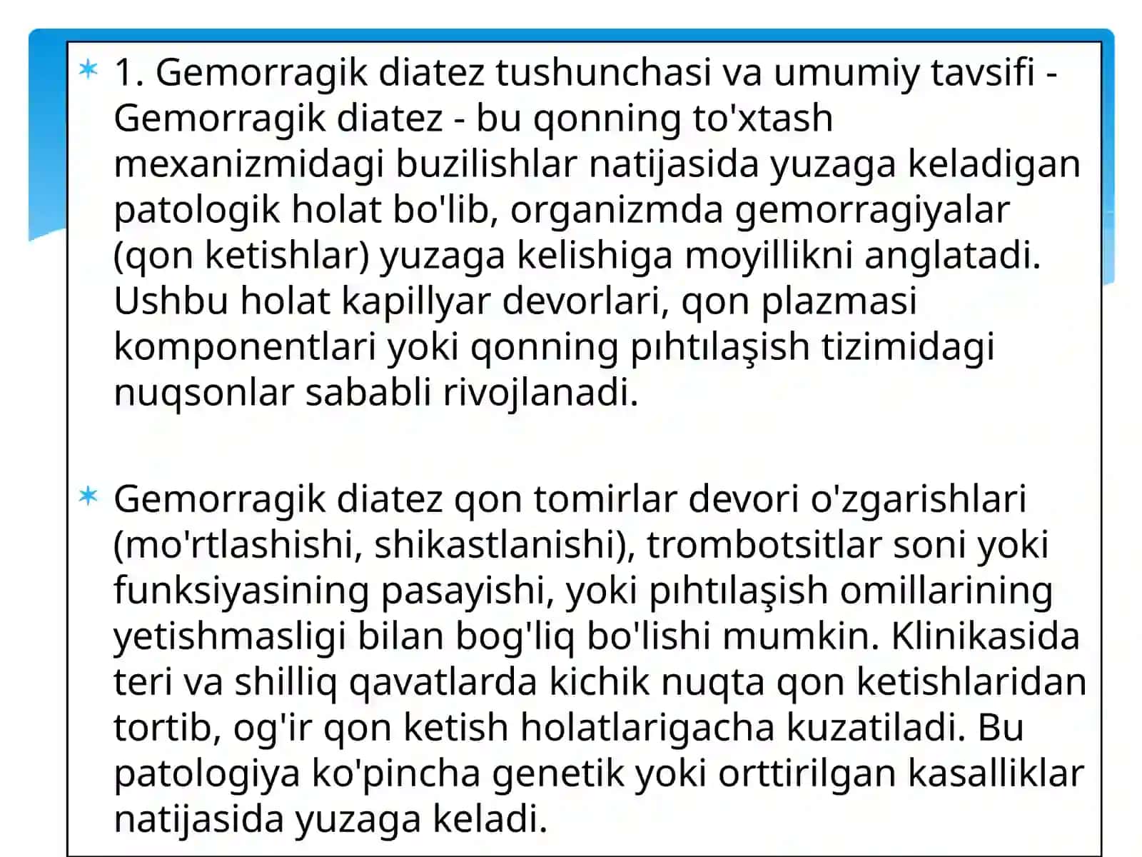 Angren Universiteti Davolash ishi fakulteti - Patalogik fizologiya fanidan 3