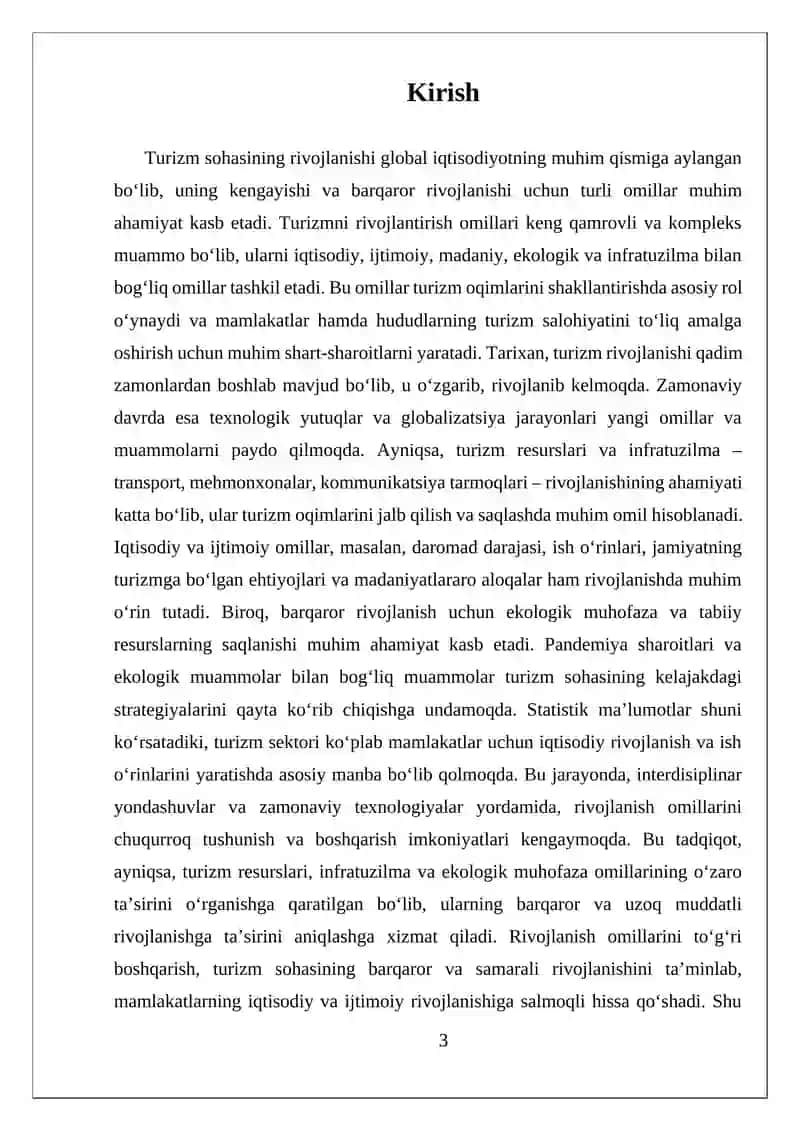 Turizmni Rivojantirish Omillari 3