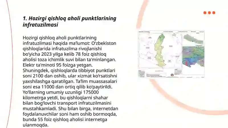 O'zbekiston Respublikasi qishloq aholi punktlarini zamonaviy holati. Qishloq aholi punktlarini rejalashtirish haqida tushuncha 3