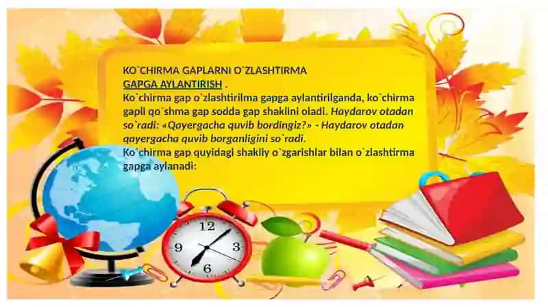 KO`CHIRMA VA O`ZLASHTIRMA GAPLAR 3