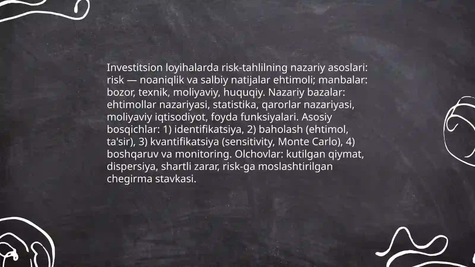 Инвестицион loyihalarni boshqarishda risk-tahlilning roli 3