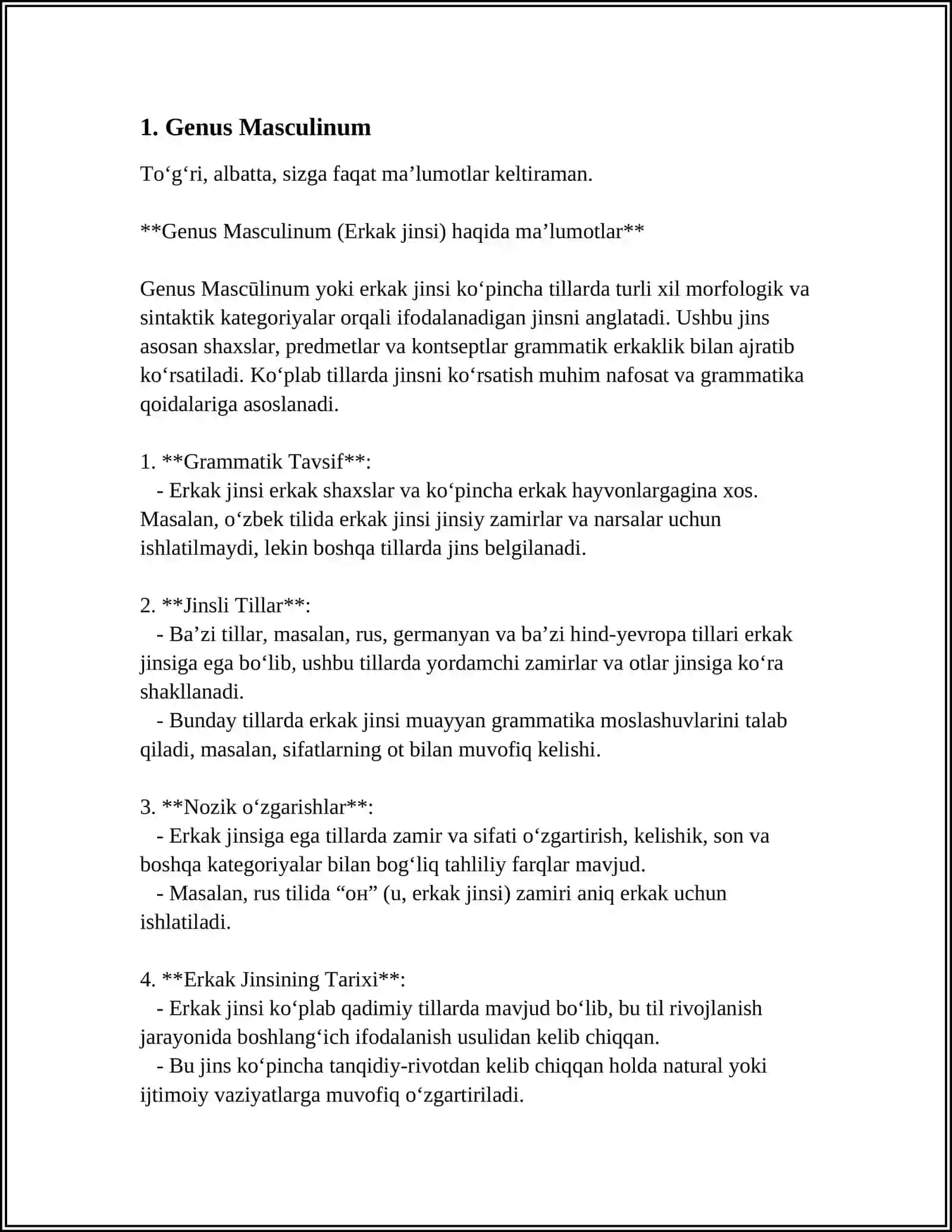 Genus Mascūlinum (Erkak jinsi) 3