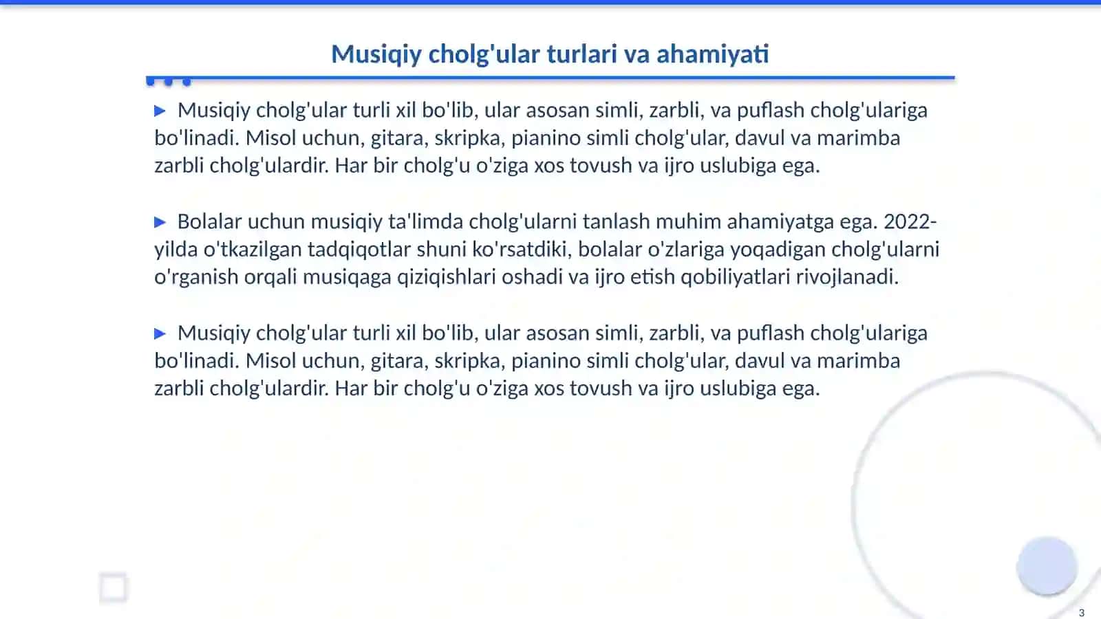 Bolalarni musiqiy cholg'ularda ijroga o'rgatish 3