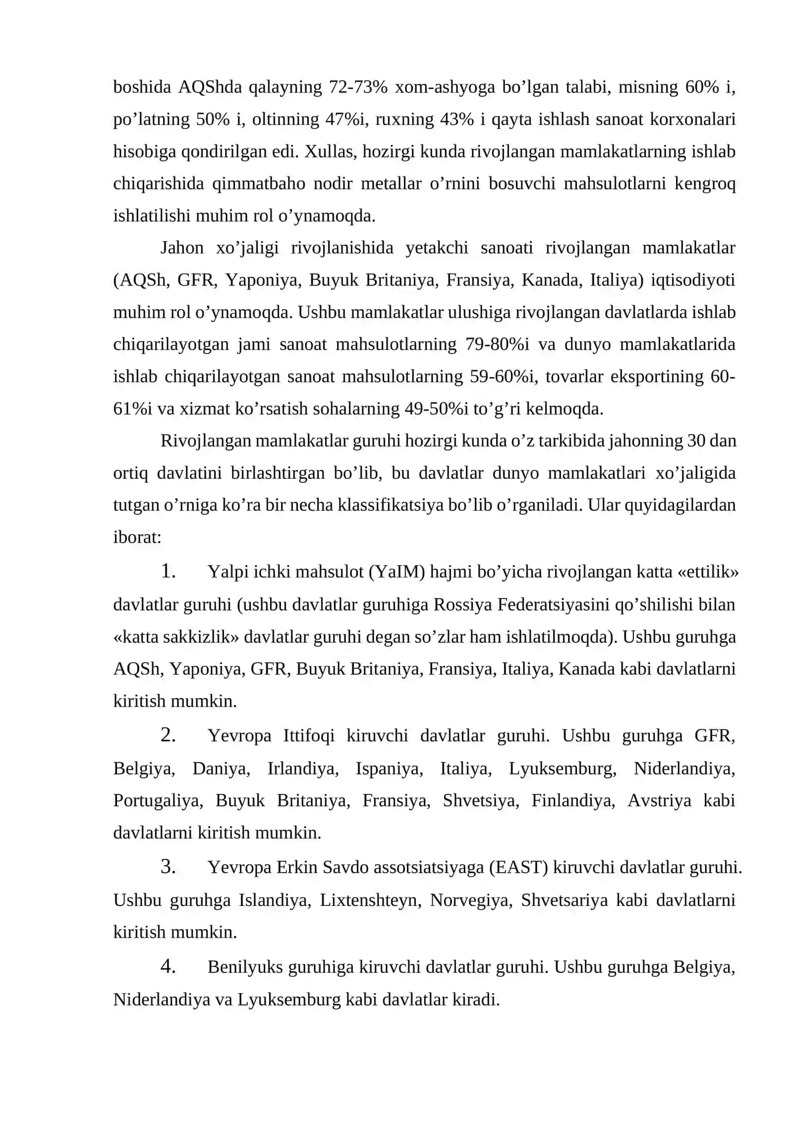 Jahon хo’jaligida rivojlangan mamlakatlar iqtisodiyoti 3