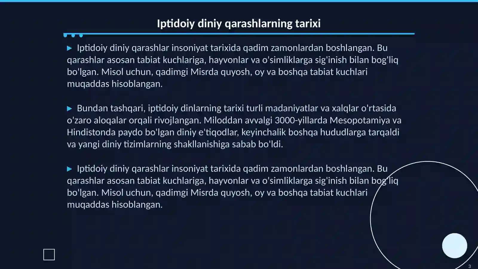 Iptidoiy diniy qarashlar 3