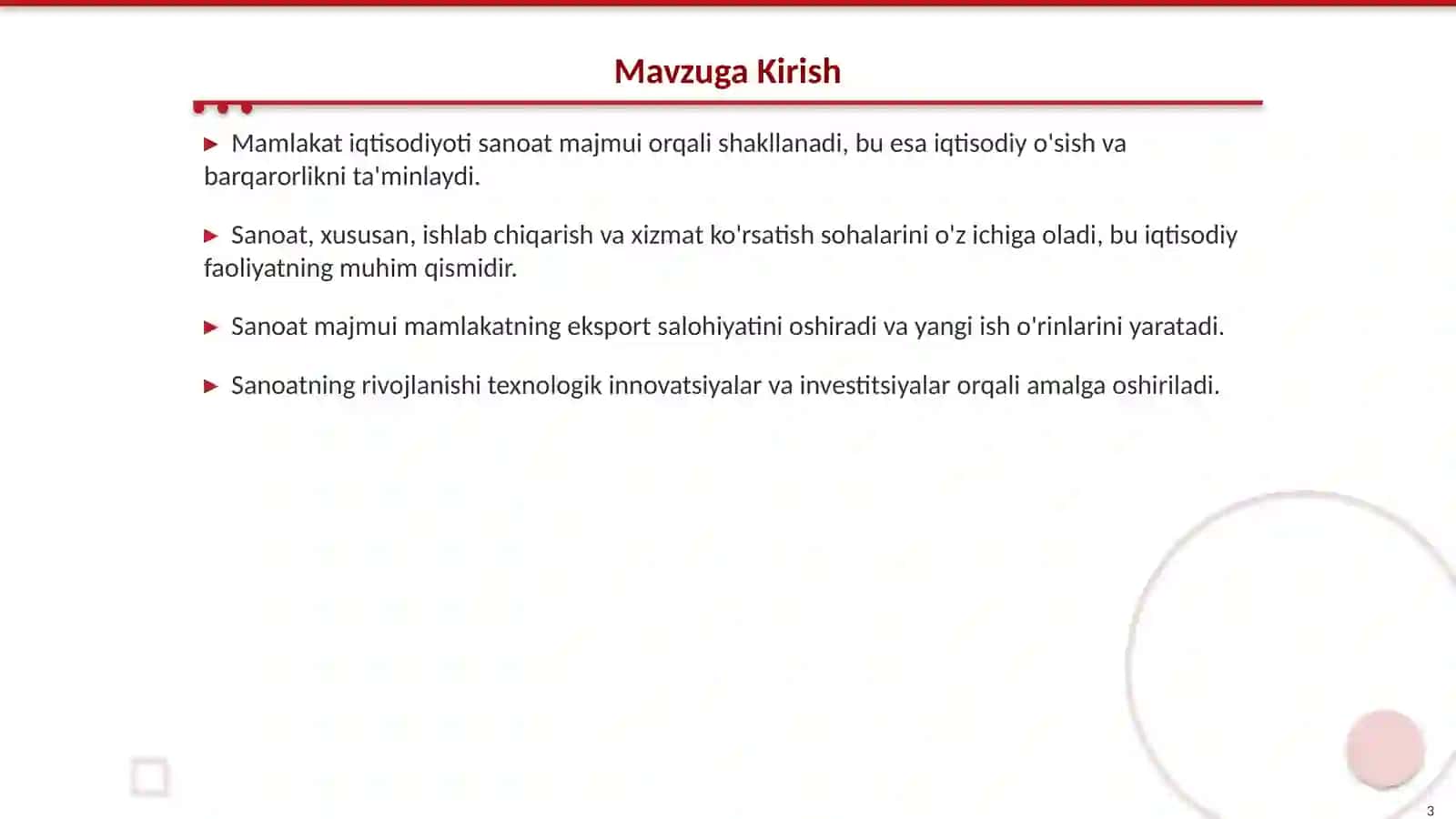 Mamlakat Iqtisodiyotining Sanoat Majmui 3