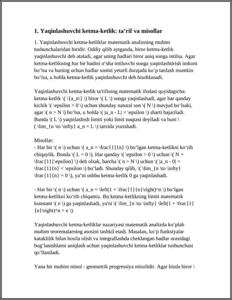 YAQINLASHUVCHI KETMA-KETLIKLAR 3