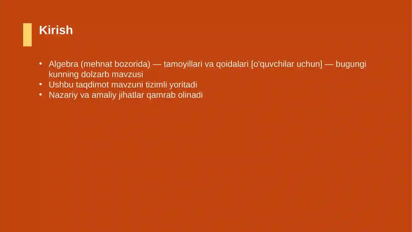Algebra (mehnat bozorida) — tamoyillari va qoidalari [o'quvchilar uchun] 3