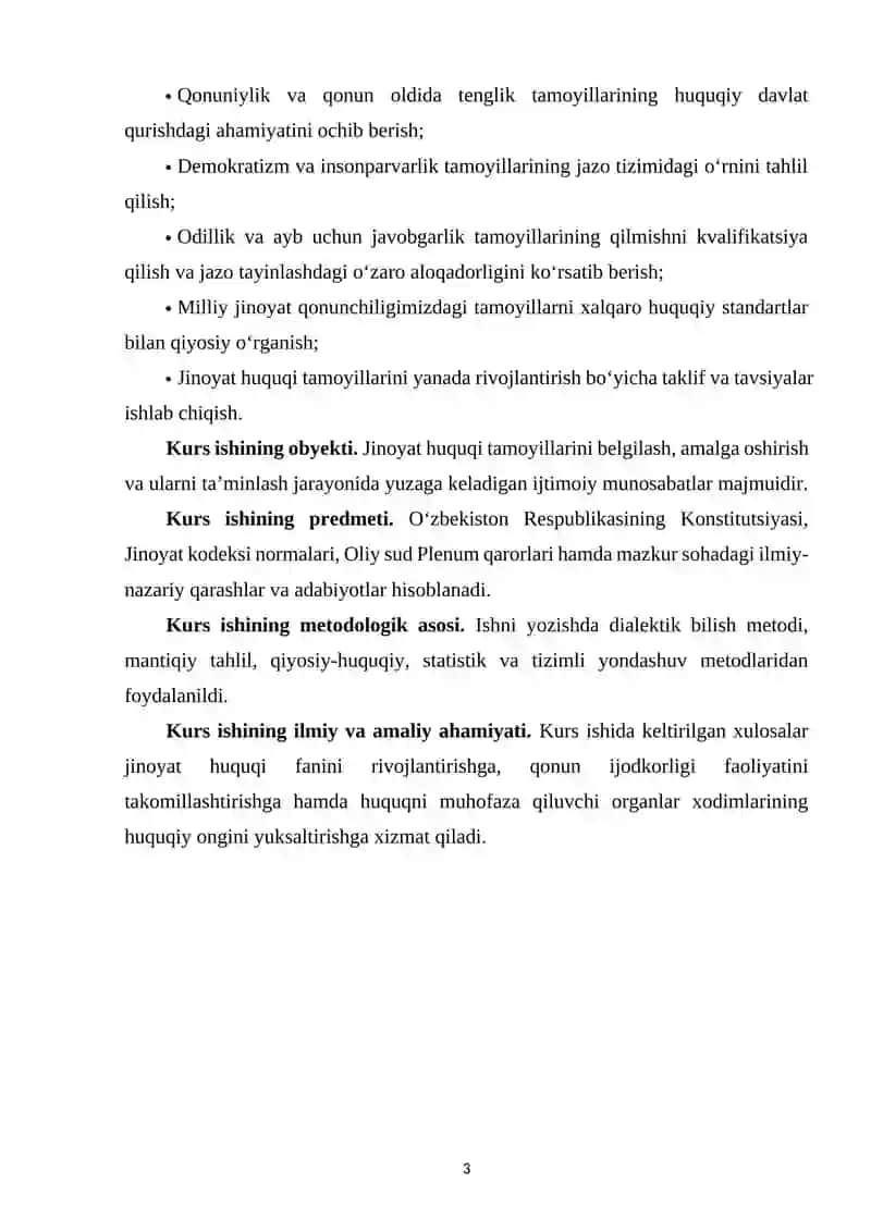O‘ZBEKISTON RESPUBLIKASI JINOYAT HUQUQINING UMUMIY TAMOYILLARI 3
