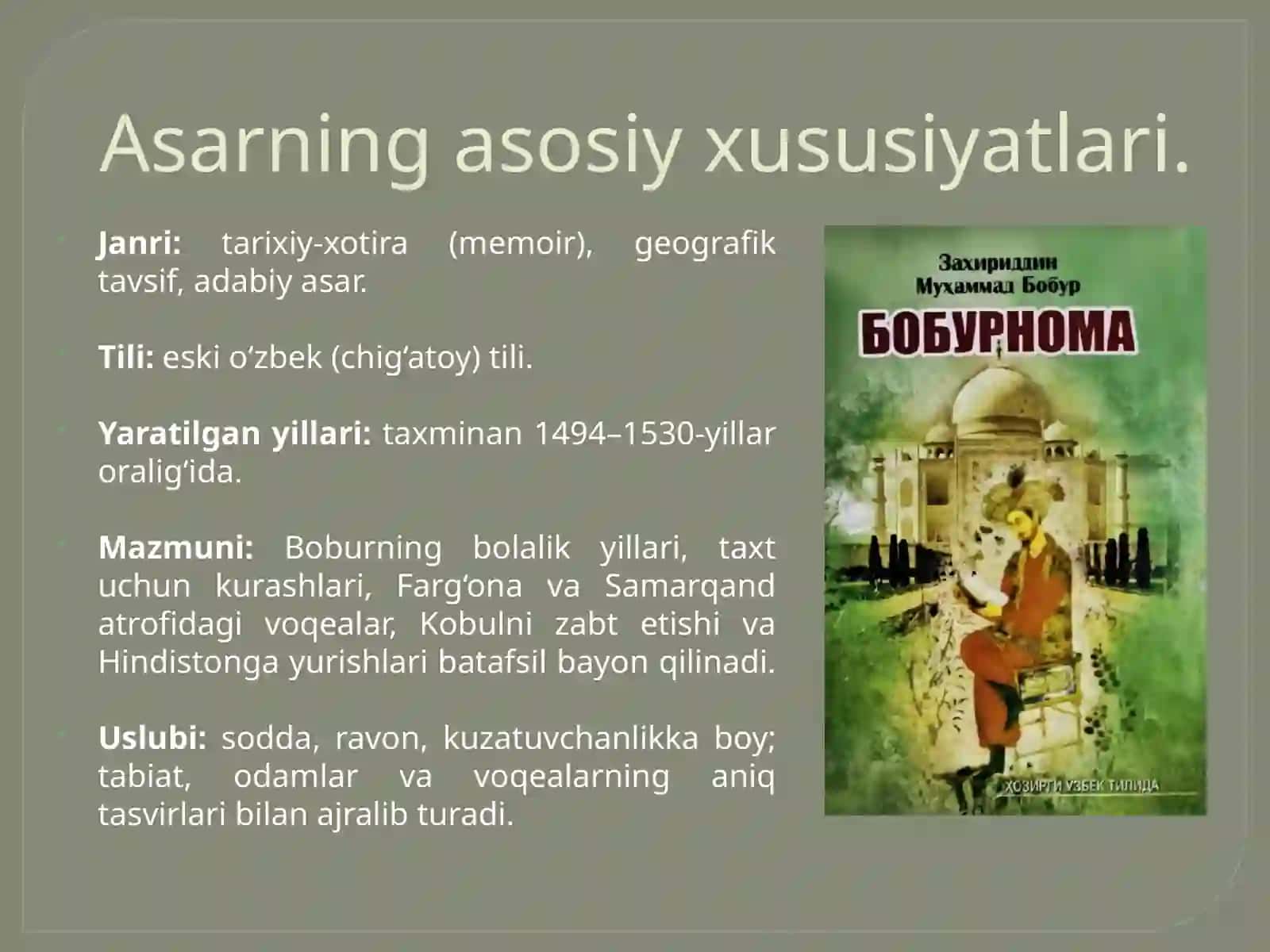 BOBURNOMA ASARINI YARATILISH TARIXI 3