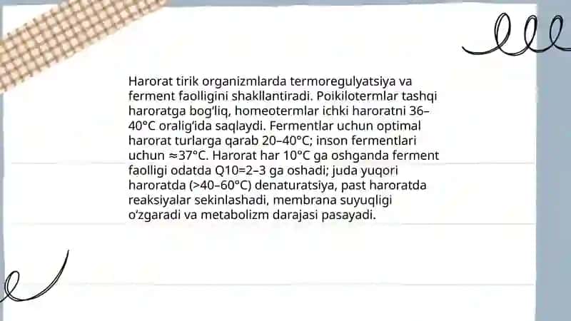 Turli ekologik omillarning tirik organizmlarga ta'sir etish mexanizmlari 3