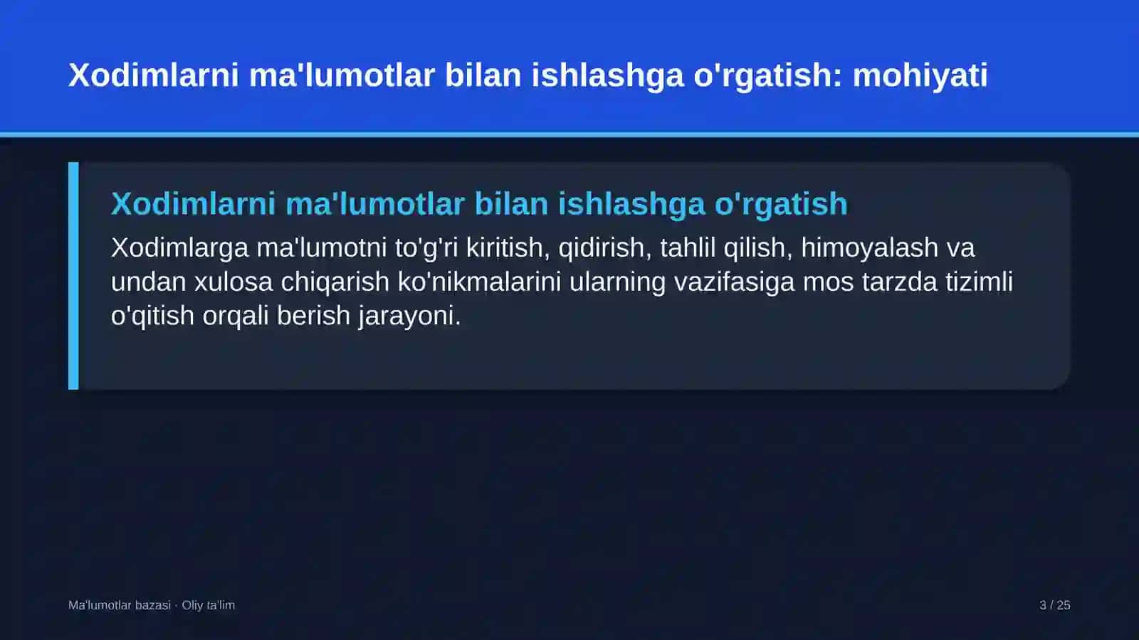 Energetikada xodimlarni ma'lumotlar bilan ishlashga o'rgatish 3