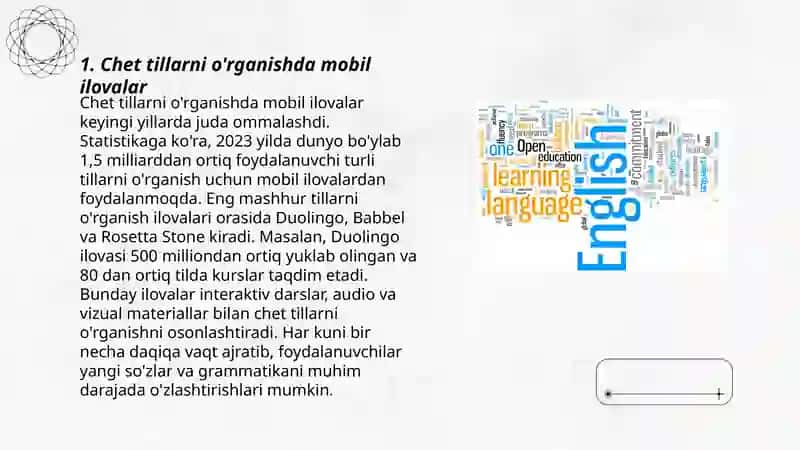 Chet tillarni o'rganishda mobil ilovalar (Application of information technologies in learning foreign languages) 3
