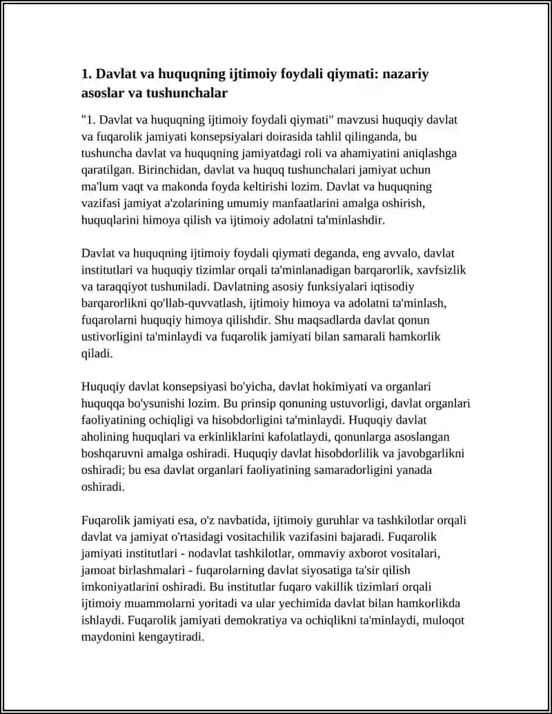 DAVLAT VA HUQUQNING IJTIMOIY FOYDALI QIYMATINI HUQUQIY DAVLAT VA FUQAROLIK JAMIYATI KONSEPSIYASI MISOLIDA TAHLIL QILISH 3