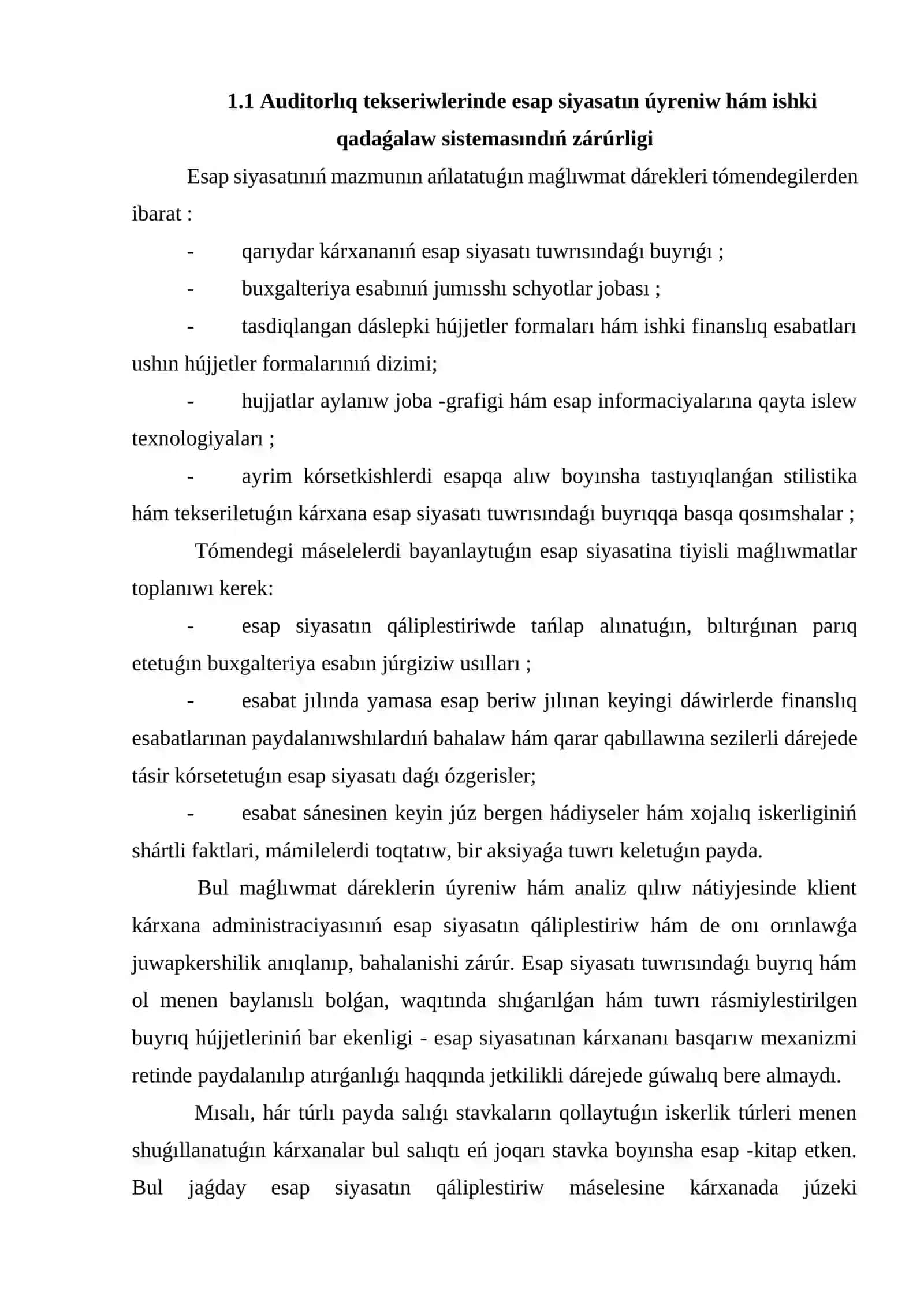 Auditorlıq tekseriw waqtında buxgalteriya esabı sistemasın hám ishki qadaǵalıwın úyreniw hám de bahalaw 3