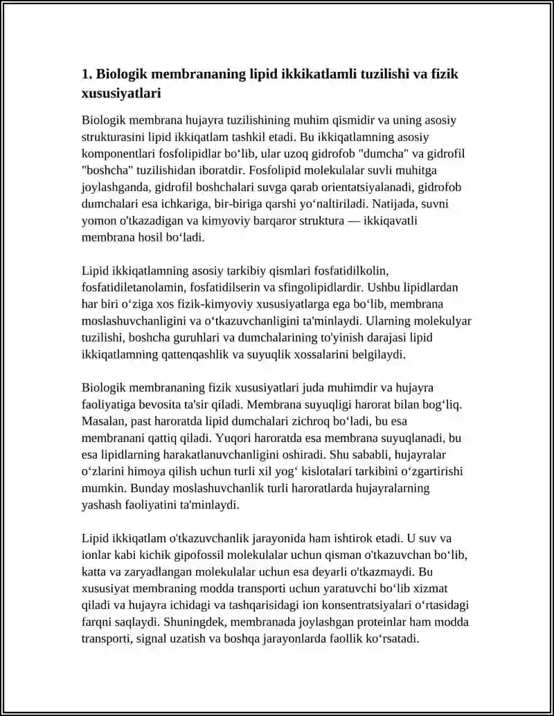 BIOLOGIK MEMBRANADAGI FIZIK JARAYONLAR 3