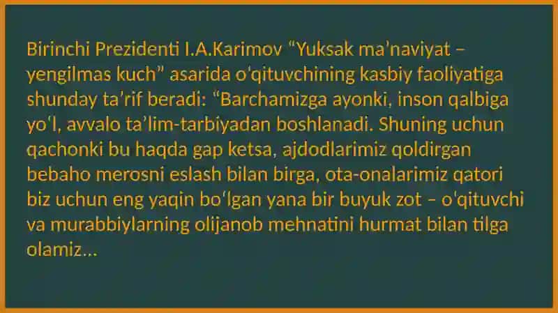 O‘qituvchining tarbiya texnologiyalari asosida pedagogik mahoratini oshirib borishi. 3