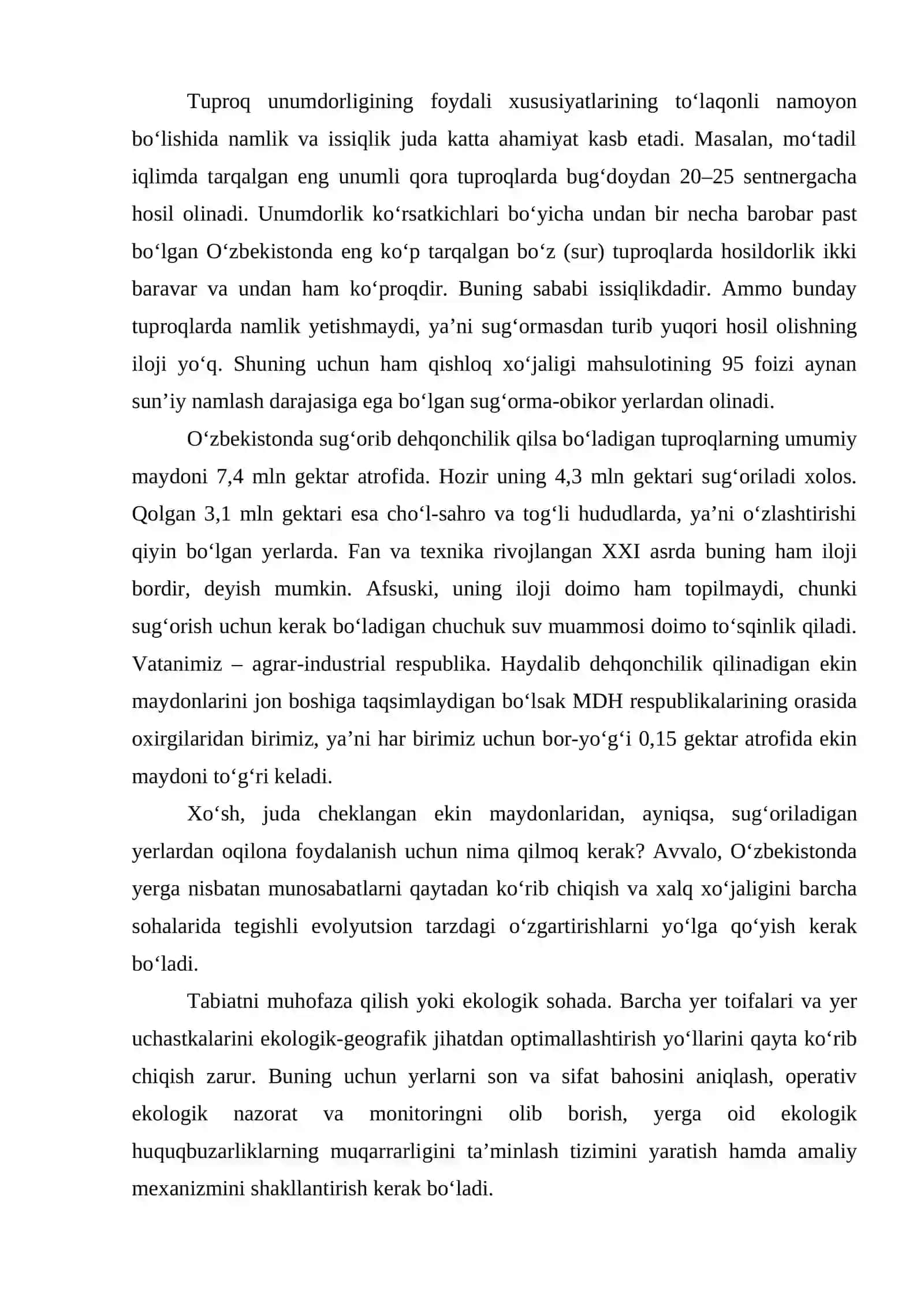 Yer nazorati va yuridik javobgarlik, yerga oid munosabatlarni tartibga solishning ekologik-huquqiy masalalari 3