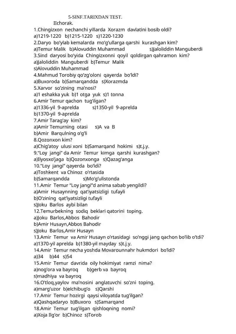 5-SINF.TARIXDAN TEST 3