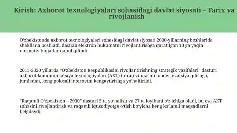 Axborot texnologiyalari sohasidagi davlat siyosati 3