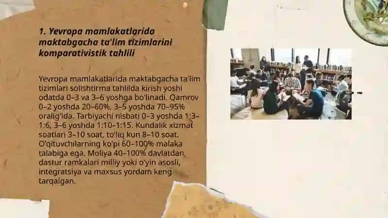 Yevropa mamlakatlarida ta'lim tizimi masalalarining olib borilishi va Komparativistik tahlili 3