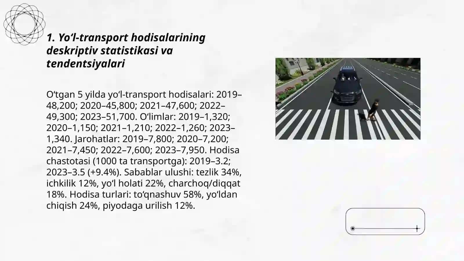 Yo‘ldagi xavfli joylarni statistik usulda aniqlash 3