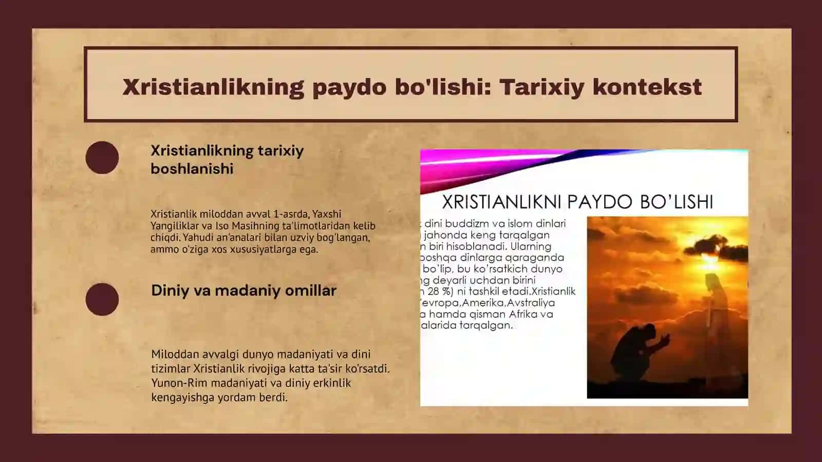 Xristianlikning paydo boʼlishi  aqidalari  asosiy  yoʻnalishlari  taʼlimotlari  va  manbalari 3