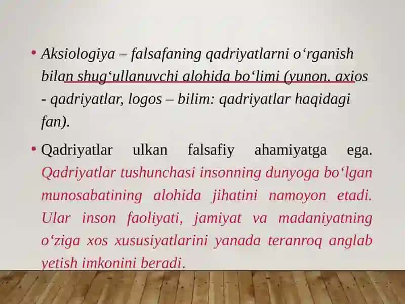Qadriyatlar Falsafasi (Aksiologiia) 3