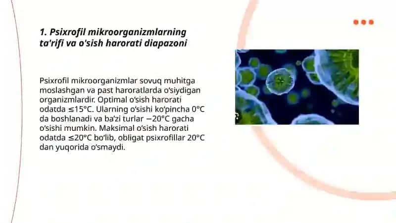 Psixrofil, mezofil va termofil mikroorganizmlar 3