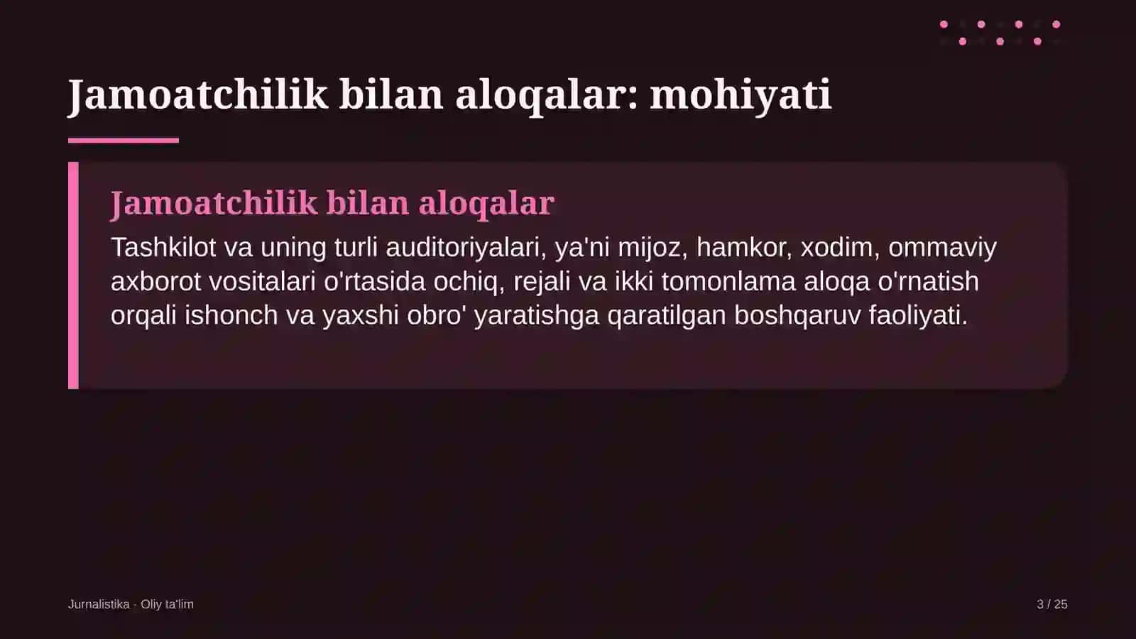 Jamoatchilik bilan aloqalar: mohiyati 3