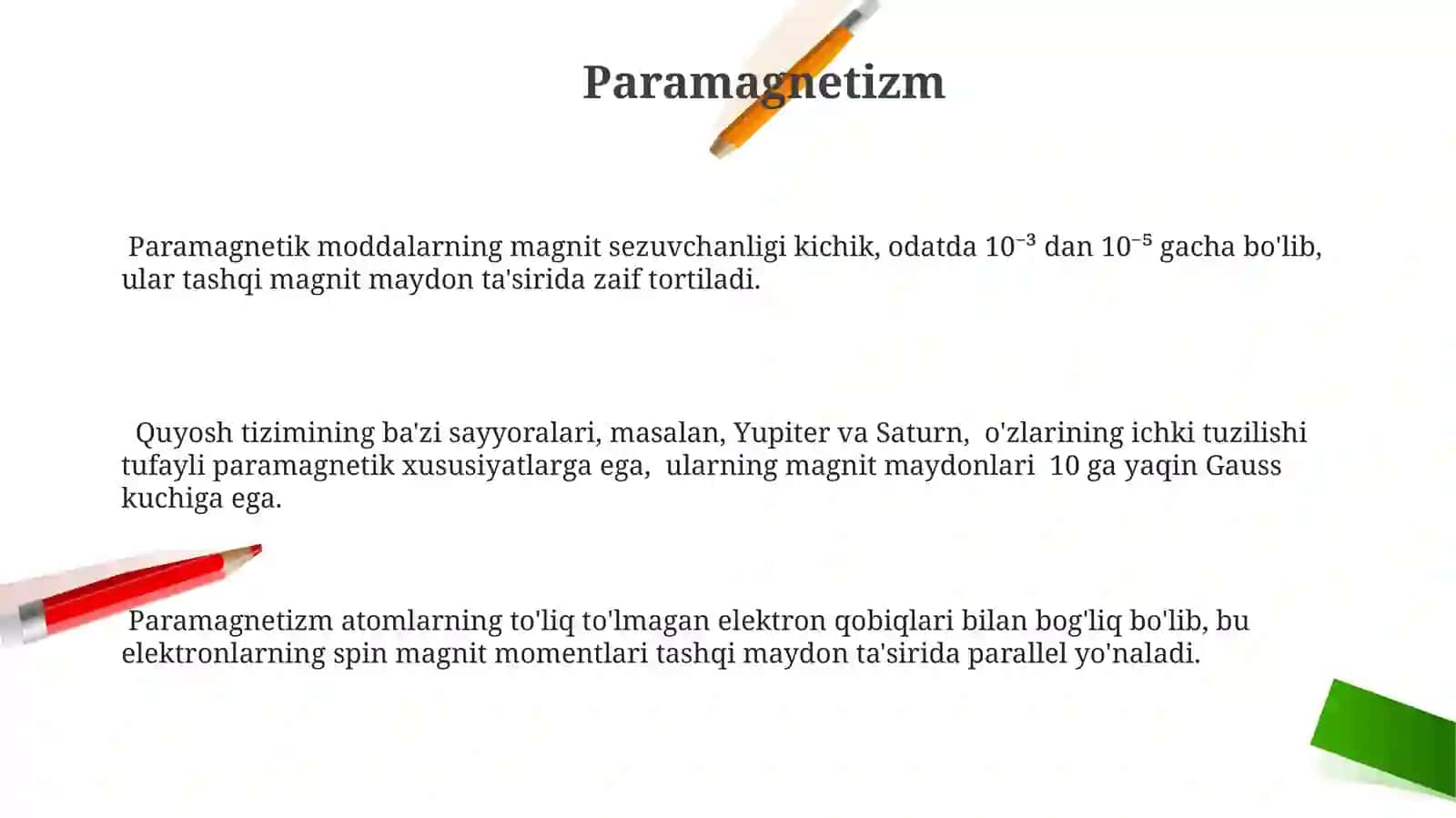 Moddalarning magnit xususiyatlar 3
