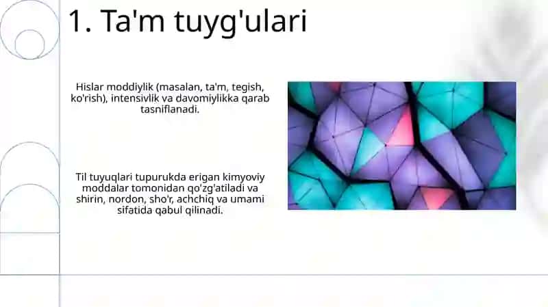 Sezgilar klassifikatsiyasi va sezgilarning oʻzgaruvchan shaklilar 3