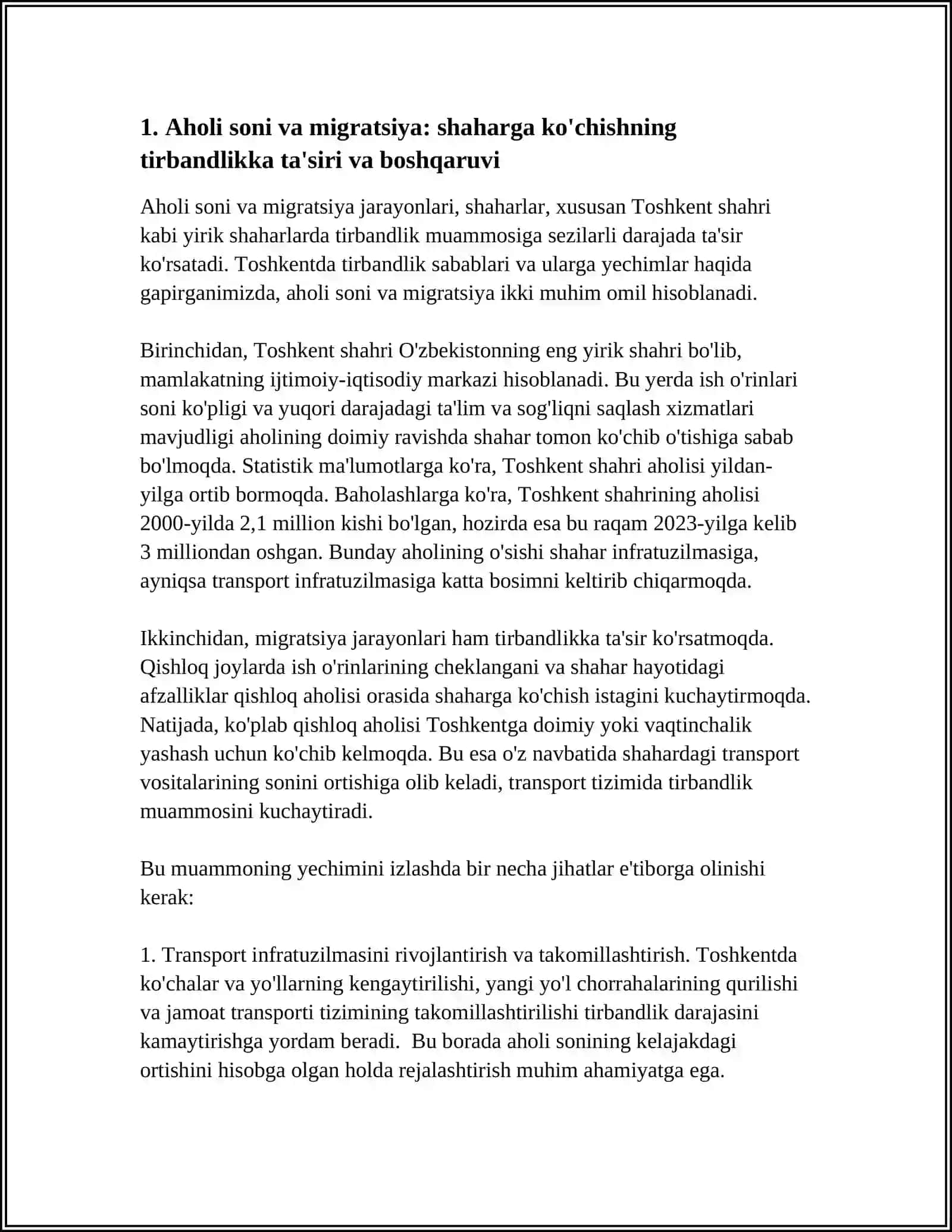 4.TOSHKENT SHAHRIDA TIRBANDLIK SABABLARI VA ULARGA YECHIMLAR 3