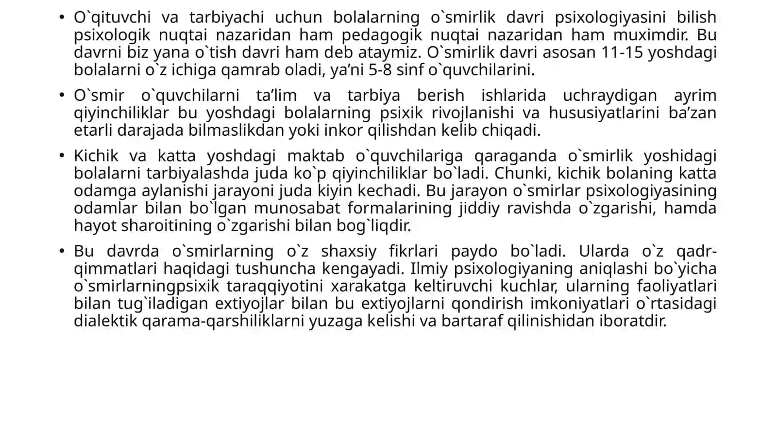 O`smirlik davri intellektual va emotsional rivojlanish xususiyatlari 3