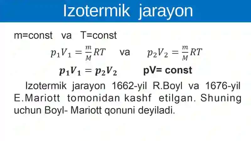 Izojarayonlar. Izotermik jarayon 3
