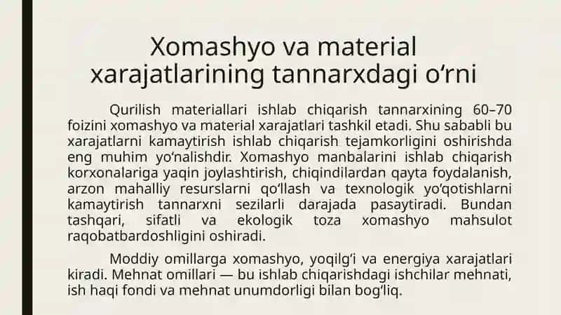 Qurilish materiallari, buyumlari vakonstruksiyalari tannarxi 3