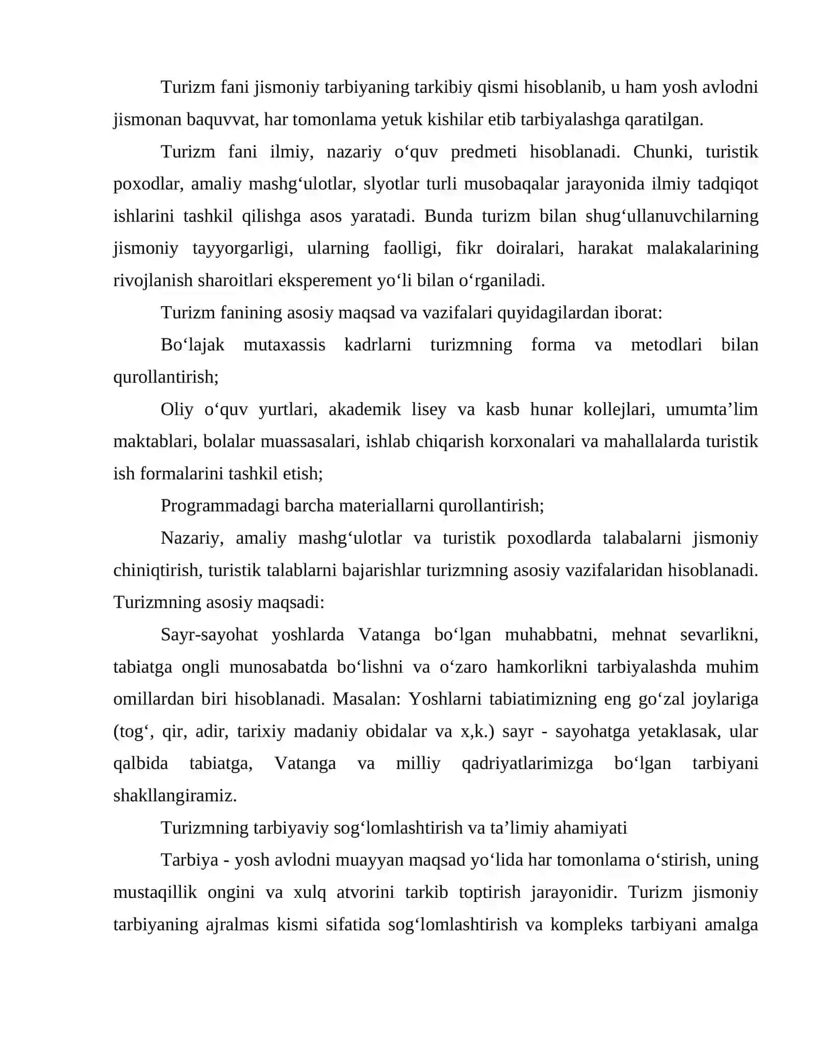 Turizm va uni oʻqitish uslubiyati faniga kirish 3