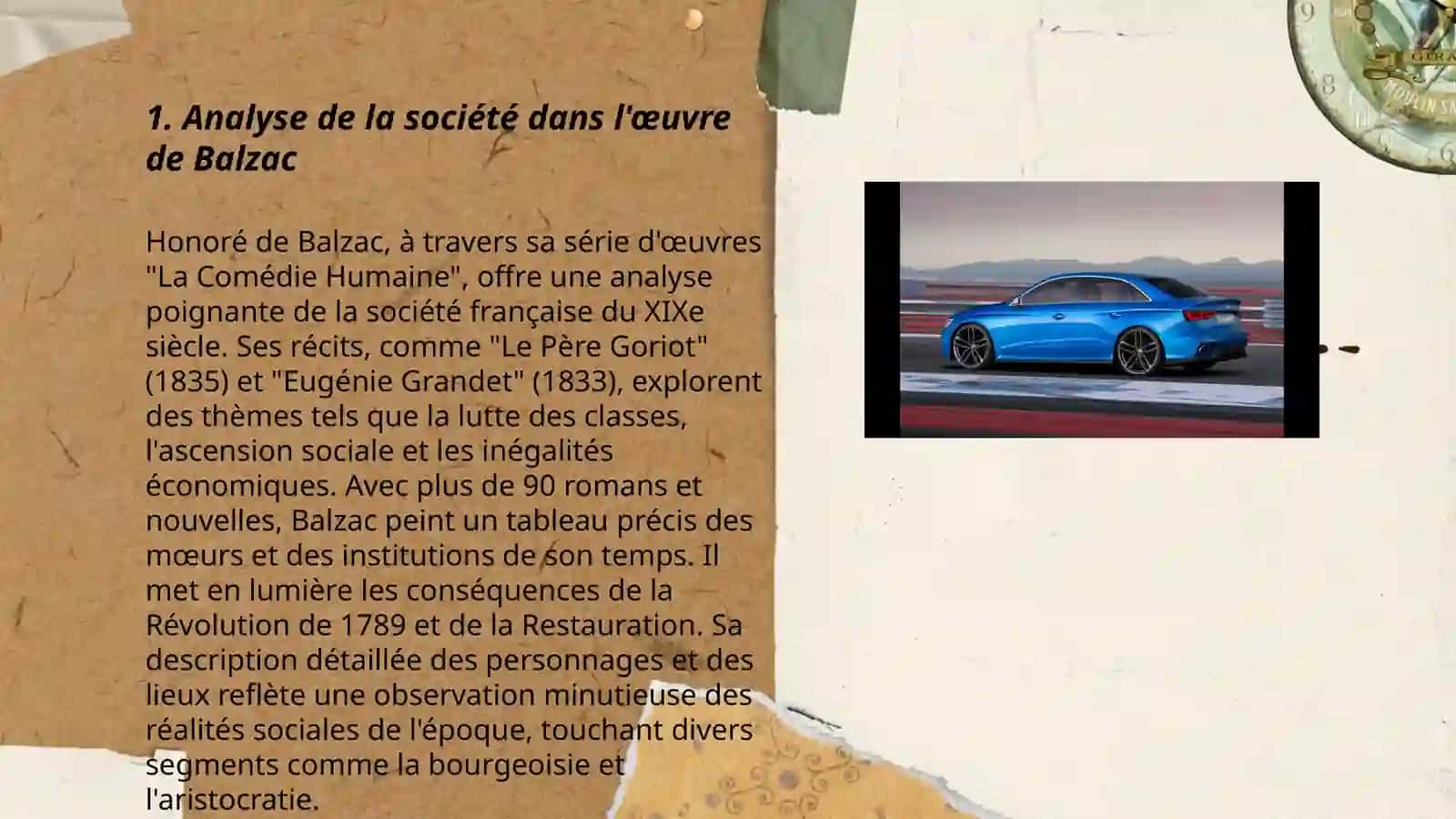 Honoré de Balzac est un répresentant du réalisme français.Les idées principales dans les romans,les récits et les drames son Balzac 3