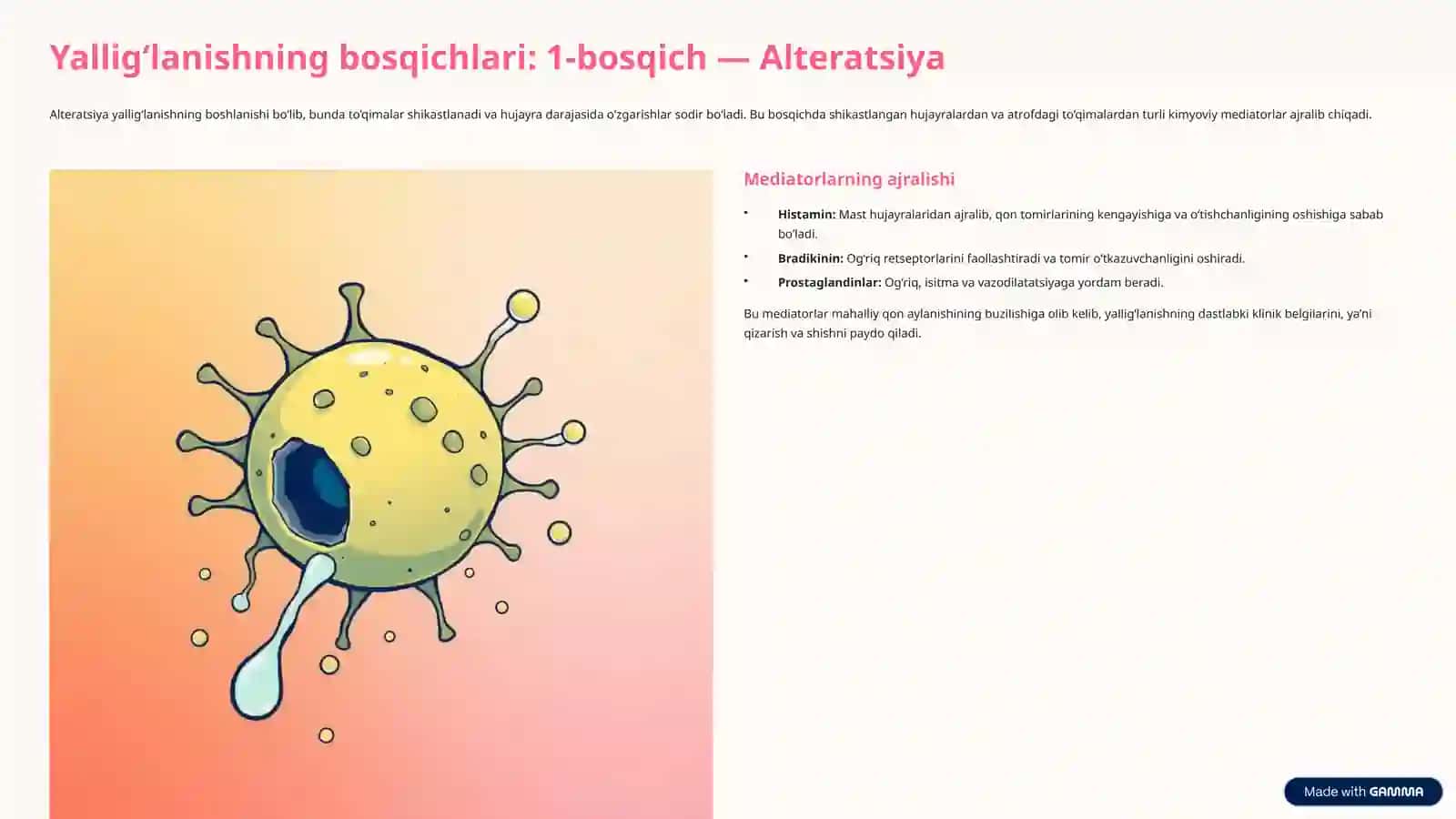Yallig‘lanish Patogenizi: Bosqichlari va Mediatorlari 3
