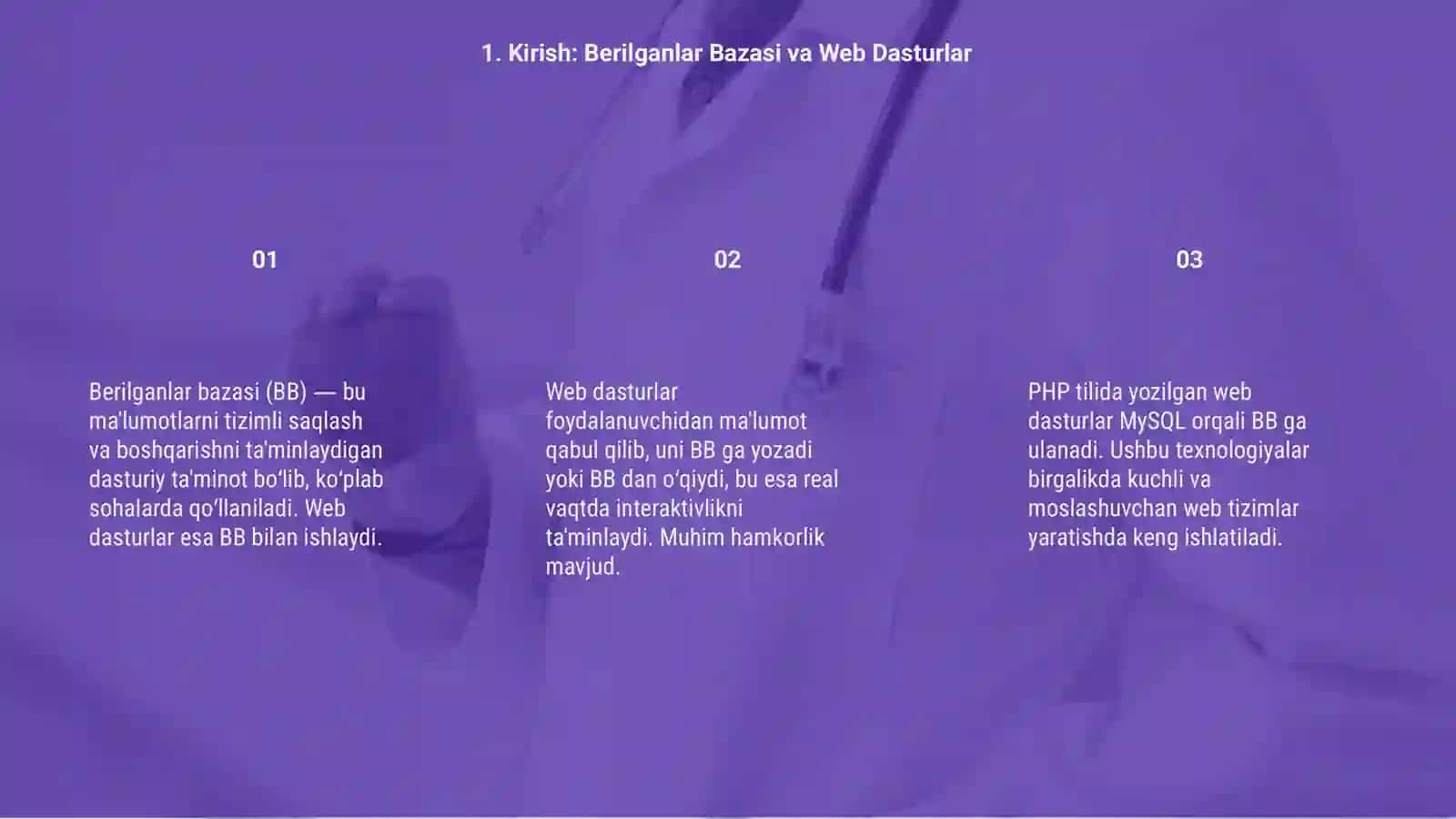 Berilganlar bazasi va web dasturlar integratsiyasi 3