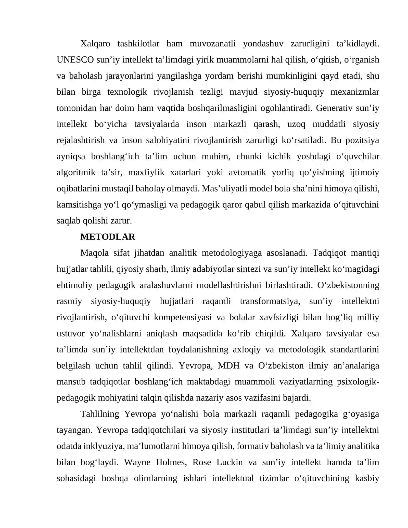 BOSHLANG‘ICH SINF O‘QUVCHILARI ORASIDA MUAMMOLI VAZIYATLARNI PROGNOZLASH VA BARTARAF ETISHDA SUN’IY INTELLEKT TEXNOLOGIYALARINING O‘RNI 3