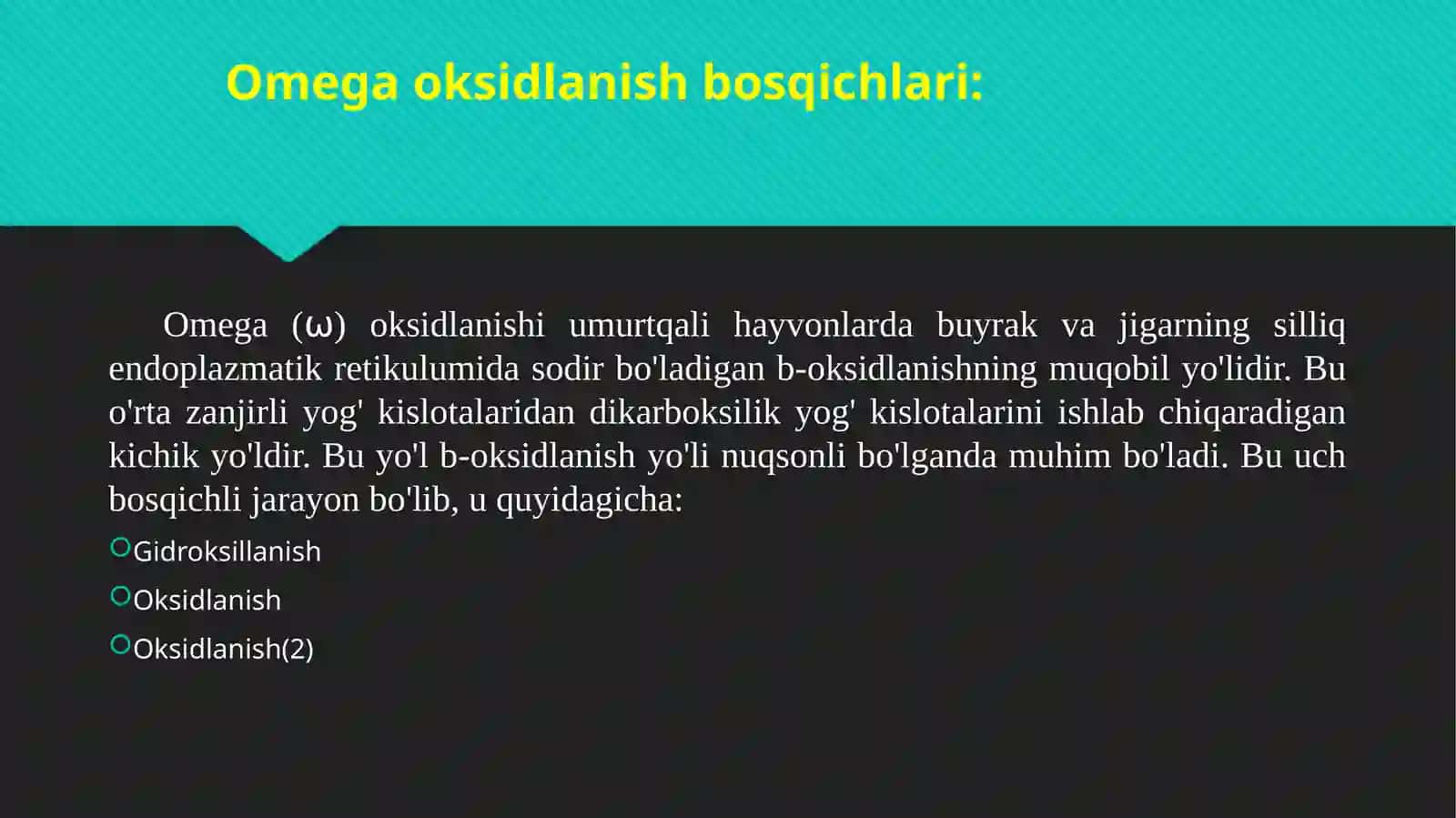 Yogʻ kislotalarining oksidlanishi 3