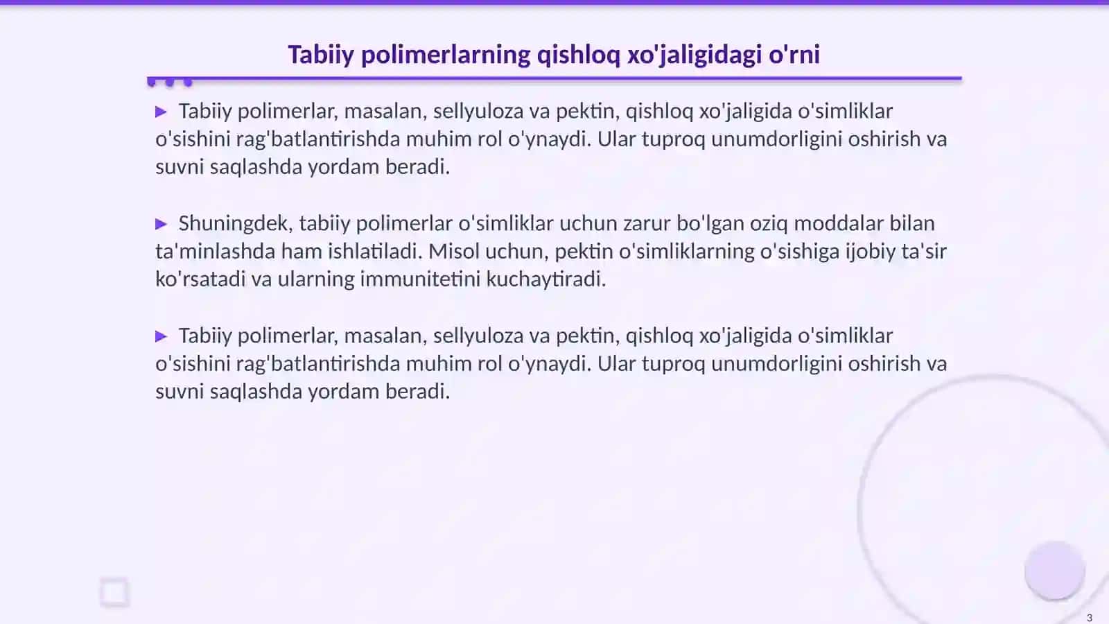 Tabiiy va sintetik polimerlar asosida qishloq xójaligi muhim yangi preparatlar ishlab chiqarish 3